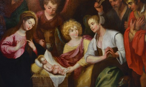 Nativity with Adoration of the Shepherds - Workshop of Gaspar de Crayer - Paintings & Drawings Style Louis XIII